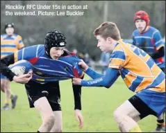  ??  ?? Hinckley RFC Under 15s in action at the weekend. Picture: Lee Buckler