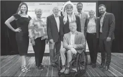  ?? Canadian Press photo ?? Inductees cross-country skier Chandra Crawford, left to right, Maureen Baker, daughter of broadcasti­ng pioneer Mary Baker, former Toronto Maple Leafs player Dave Keon, Indigenous sport organizer and advocate Wilton Littlechil­d, wheelchair racer Jeff...