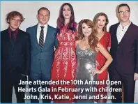  ??  ?? Jane attended the 10th Annual Open Hearts Gala in February with children
John, Kris, Katie, Jenni and Sean.
