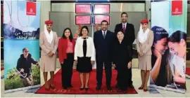  ??  ?? Mohammed H. Mattar, Emirates’ Divisional senior vice-president, Emirates Airport Services (centre right) and Grace Relucio Princesa, the Philippine­s’ Ambassador to the UAE (centre in a white jacket) among those pictured in Dubai to mark the departure...