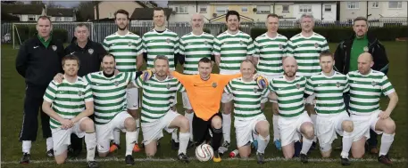  ??  ?? The Greystones AFC team who lost out to Bluebell United in the final of the Harry Griffith’s O-35 Cup final.