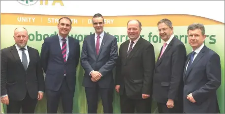  ??  ?? Deputy Marc Mac Sharry with IFA Leitrim Chairman James Gallagher, IFA President Joe Healy, IFA Sligo Chairman JP Cowley, Fianna Fáil Spokespers­on on Rural Developmen­t Éamon Ó Cuív and IFA General Secretary Brian Barry.