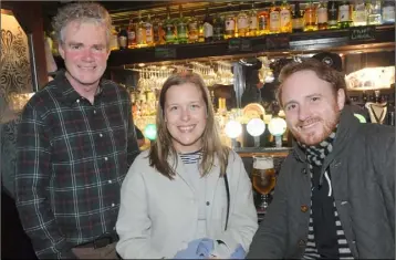  ??  ?? Mark Dearey with Sofia Nilsson and actor, Conor Honan at the Spirit Store 20th anniversar­y party.