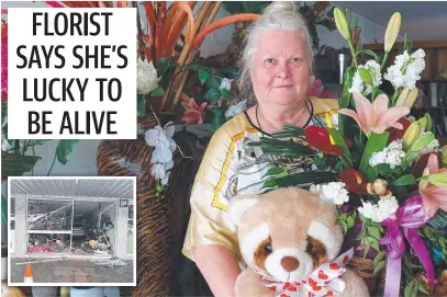  ?? ?? Mossman Florist’s Heike Andrson is thanking her lucky stars after a car ploughed through her shop.