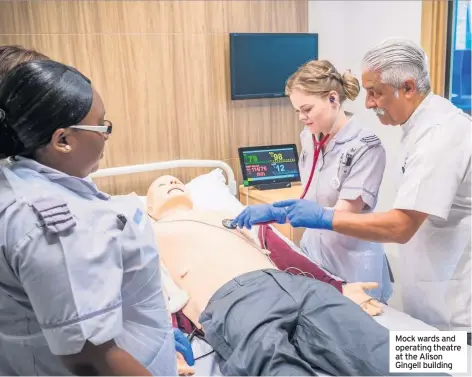  ??  ?? Mock wards and operating theatre at the Alison Gingell building