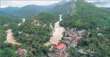  ?? PTI ?? An aerial view of the floodhit areas of Kerala that were inundated after heavy rainfall.