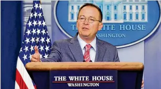  ?? LEIGH VOGEL / NEW YORK TIMES ?? Mick Mulvaney, acting White House chief of staff, has emerged as a key figure in the House investigat­ion of President Donald Trump’s alleged pressure campaign on Ukraine.