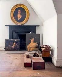  ??  ?? Above: The silver room. Left: Portraits from the family of the Dukes of Sutherland. Right: The gun room, featuring weapons of war from blunderbus­es and muskets to swords and sabres.