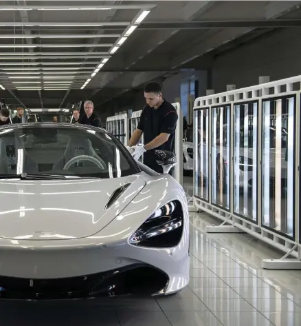  ?? Reuters ?? A McLaren 720S on thr factory floor in Woking, England. McLaren sales soared in the Middle East last year