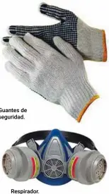  ??  ?? Guantes de seguridad.
Respirador.