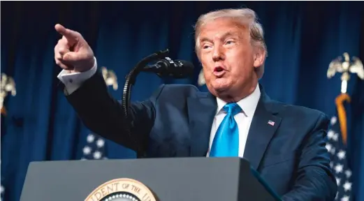  ?? EVAN VUCCI/AP ?? President Trump speaks on the first day of the Republican National Convention at the Charlotte Convention Center on Monday in Charlotte, North Carolina.