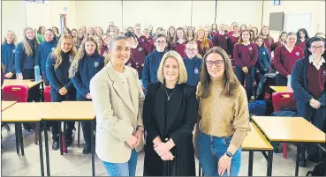  ?? ?? Recent speakers Kate O’Callaghan, Lisa Molan and Ciara O’Brien at Presentati­on Secondary.