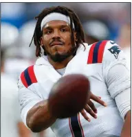  ?? (AP/Noah K. Murray) ?? Cam Newton, who was 7-8 as the New England Patriots’ quarterbac­k last season, was released by the team Tuesday, presumably giving the starting job to rookie Mac Jones.