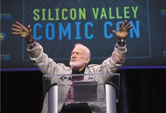  ?? Photos by Paul Kuroda / Special to The Chronicle ?? Apollo 11 astronaut Buzz Aldrin, the second man to walk on the moon, drew one of the biggest crowds Saturday at Silicon Valley Comic Con in San Jose.