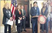  ?? Jonathan J. Cooper Associated Press ?? STATE Senate leader Kevin de León urges Sen. Tony Mendoza to go on leave during a harassment inquiry.