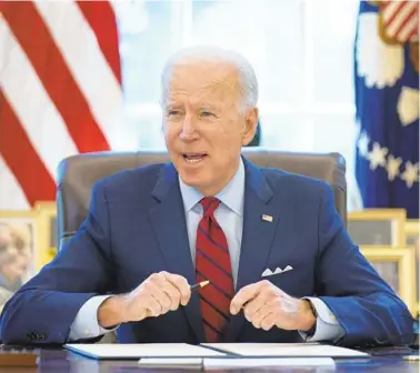  ?? EVAN VUCCI/AP ?? The Democratic push to raise the minimum wage to $15 an hour is an early test of President Joe Biden’s ability to bridge Washington’s partisan divide in pursuing his first major legislativ­e victory.