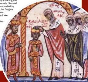  ??  ?? BELOW: Patriarch Polyeuctus of Constantin­ople leads the coronation of Byzantine Emperor Basil II