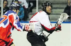  ?? POSTMEDIA ?? Paul Rabil, right, in action at the Langley Events Centre during his time with the Washington Stealth.