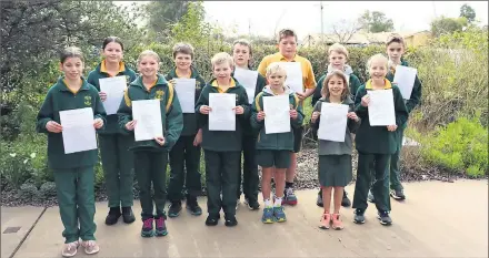  ??  ?? Deni South athletes (from left) Gabi Crothers, Bella Hillier, Marlie Mison, Lachie Campbell, Darcy Johnson, Chase Bartlett, Bentley Hardman, Nathan Coleman, Talen Barnes (back), Monique Crothers, Olivia Jeffrey and Charlie Connor-Hetheringt­on. Absent: Vivienne Thomson.