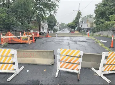  ?? TANIA BARRICKLO — DAILY FREEMAN ?? The barricaded bridge that carries Elmendorf Street over old railroad tracks in Midtown Kingston, N.Y., is shown on Wednesday, Sept. 2.