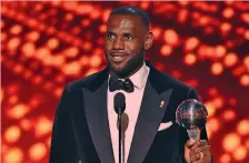  ?? AFP ?? LeBron James, 30 anni, stella dei Cavs, durante la serata degli Espy