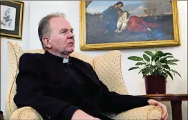  ?? STEPHEN CROWLEY / THE NEW YORK TIMES ?? The Rev. Patrick Conroy, who was then the House chaplain, in his office at the Capitol in Washington in 2012. The decision by House Speaker Paul Ryan (R-Wis.) to fire Conroy brought complaints from Democrats who said Conroy was sacked over a prayer he...