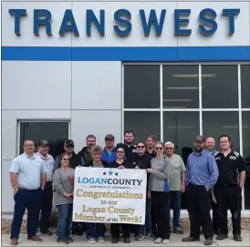  ?? COURTESY PHOTO ?? Transwest Chevrolet is #tyingtheco­mmunitytog­ether as this week’s Logan County Chamber of Commerce Member of the Week. Front row: Shawn Cochran, Cheryl Pfistner, Barb Haas, Emily Burkholder, Taylor Pierce, Chesney Langhorst, and Dustin Lind. Back row: Jay Bowey, Jake Schneider, David Marin, Ashton Guy, Nic Burt, Austin Pierce, Charile Jordan, Allen Chariter, and Cory Pfiefer.