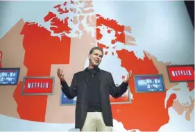  ?? — AFP ?? Netflix CEO Reed Hastings speaks at a press conference at the company’s office in California.