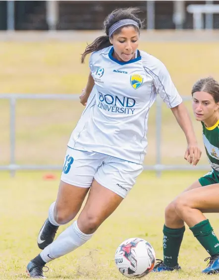  ?? Picture: CHRIS SIMPSON ?? Anjel Brown scored a double for Gold Coast United against The Gap.