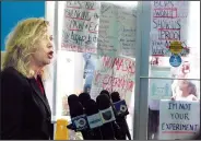  ?? (File Photo/AP/South Florida Sun-Sentinel/Joe Cavaretta) ?? Anti-mask and anti-testing protesters shout Aug. 24 during a news conference by Broward County Schools Interim Superinten­dent Vickie Cartwright in Fort Lauderdale, Fla.