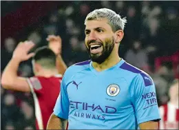  ?? RUI VIEIRA/AP PHOTO ?? In this Jan. 21 file photo, Manchester City’s Sergio Aguero smiles during the English Premier League match against Sheffield United in Sheffield, England.