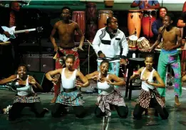  ?? — AFP ?? Indigenous dancers from The Medleko Meropa Band perform during a show titled ‘ Journey of the Drum’ at The South African State Theatre to commemorat­e Africa Day in Pretoria, South Africa on Friday.