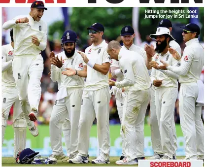  ??  ?? Hitting the heights: Root jumps for joy in Sri Lanka