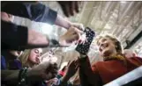  ?? REUTERS ?? US Democratic presidenti­al candidate Hillary Clinton shakes hands with supporters during a campaign event in Pittsburgh, Pennsylvan­ia, on Saturday.