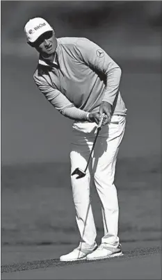  ?? JAMIE SQUIRE/GETTY ?? Li Haotong reacts to a putt Friday at TPC Harding Park in San Francisco.