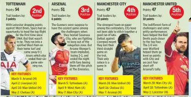  ?? AGENCIES ?? (From left) While Harry Kane, Olivier Giroud and Sergio Aguero failed to score, Juan Mata’s strike ensured Manchester United victory.