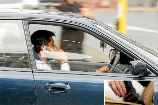  ?? PHOTOS: STUFF ?? Using cellphones and failing to wear seatbelts while driving is still a huge problem in the Waikato, last month’s police crackdown revealed.