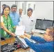  ?? PTI ?? JMM women wing chief Mahua Maji files her nomination papers in Ranchi