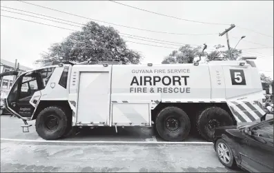  ?? ?? The airport firefighti­ng truck (Ministry of Home Affairs photo)