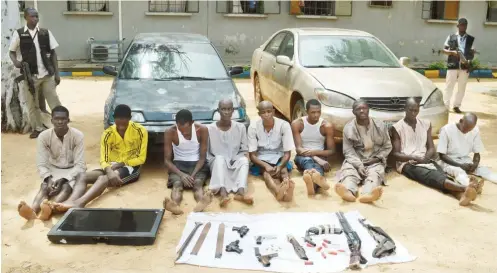  ??  ?? Armed robbery suspects paraded by police in Kano yesterday