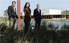  ?? Wally Skalij Los Angeles Times ?? AT MAGIC Johnson Park: Gary Lai, above left, Wendy Chan and Dan Lafferty.