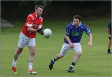  ??  ?? Action from the Carter Cup clash between AGB and Tinahely.