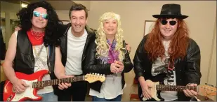  ??  ?? ABOVE: Bon Jovi comprising Sean Sheehan, Anthony Cronin, Anne Burke O’Donoughue and Danny Brosnan entertaine­d the audience at the Knocknagre­e Does Lip Sync. RIGHT: Abbba Diarmuid Coakley, Ciara O’Leary, Miriam Dennehy and John Burns