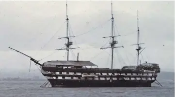  ?? ?? This picture from Dundee University’s Archive Services shows the Victorian training ship Mars for homeless or poor boys of all ages berthed off Dundee in the Firth of Tay.