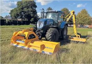 ??  ?? Novel features on the Mazuri Razorback include rotary cutters on the 1.5m head and a self-levelling frame. Heavy-duty build and efficient cutting are claimed for the new flail cutter from Shelbourne Reynolds that can be used frontor rear-mounted.