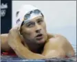  ?? MICHAEL SOHN — THE ASSOCIATED PRESS FILE ?? In this Tuesday file photo, United States’ Ryan Lochte checks his time in a men’s 4x200-meter freestyle heat at the 2016 Summer Olympics, in Rio de Janeiro, Brazil.
