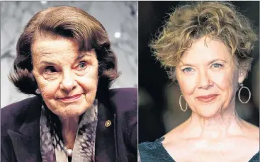  ?? AP PHOTO ?? This combinatio­n photo shows Sen. Dianne Feinstein, left, and actress Annette Bening.