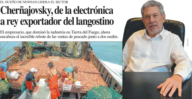  ??  ?? EN VIAJE. Desde Chubut, Santa Cruz, Tierra del Fuego y Mar del Plata se exportaron unos US$ 1.978 millones en pescados. El empresario, al frente del ramo.