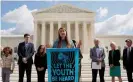  ??  ?? Kelsey Juliana, the lead plaintiff in Juliana v United States speaks at the supreme court in Washington DC. Photograph: Kevin Lamarque/Reuters