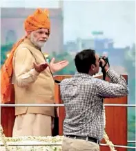  ??  ?? TARGET PRACTICE Prime minister of India giving a tough message to cow vigilantes saying “shoot me if you have to shoot” (2016)